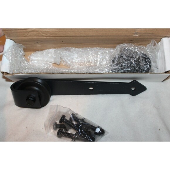 Sliding Barn Door Hardware Kit for Single Door Heavy Duty Arrow 2 Hangers Black - Picture 3 of 4